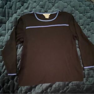 Misook XL long sleeve knit top.  Black with lilac detailing.